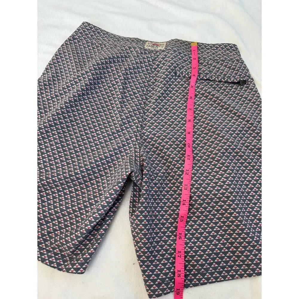 Faherty Men's Board Shorts Size 28 Blue/Red/White Geometric Drawstring HH1774